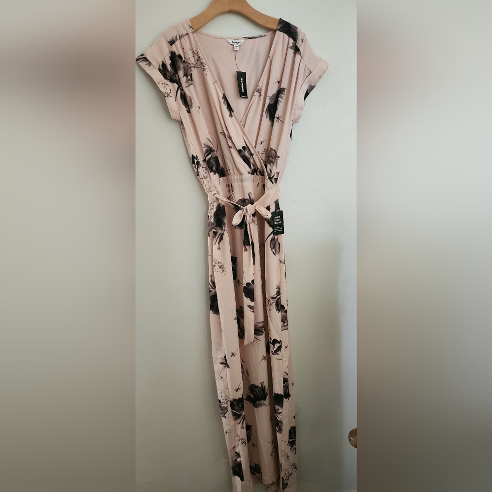 Express Blush and Black Floral Maxi Dress